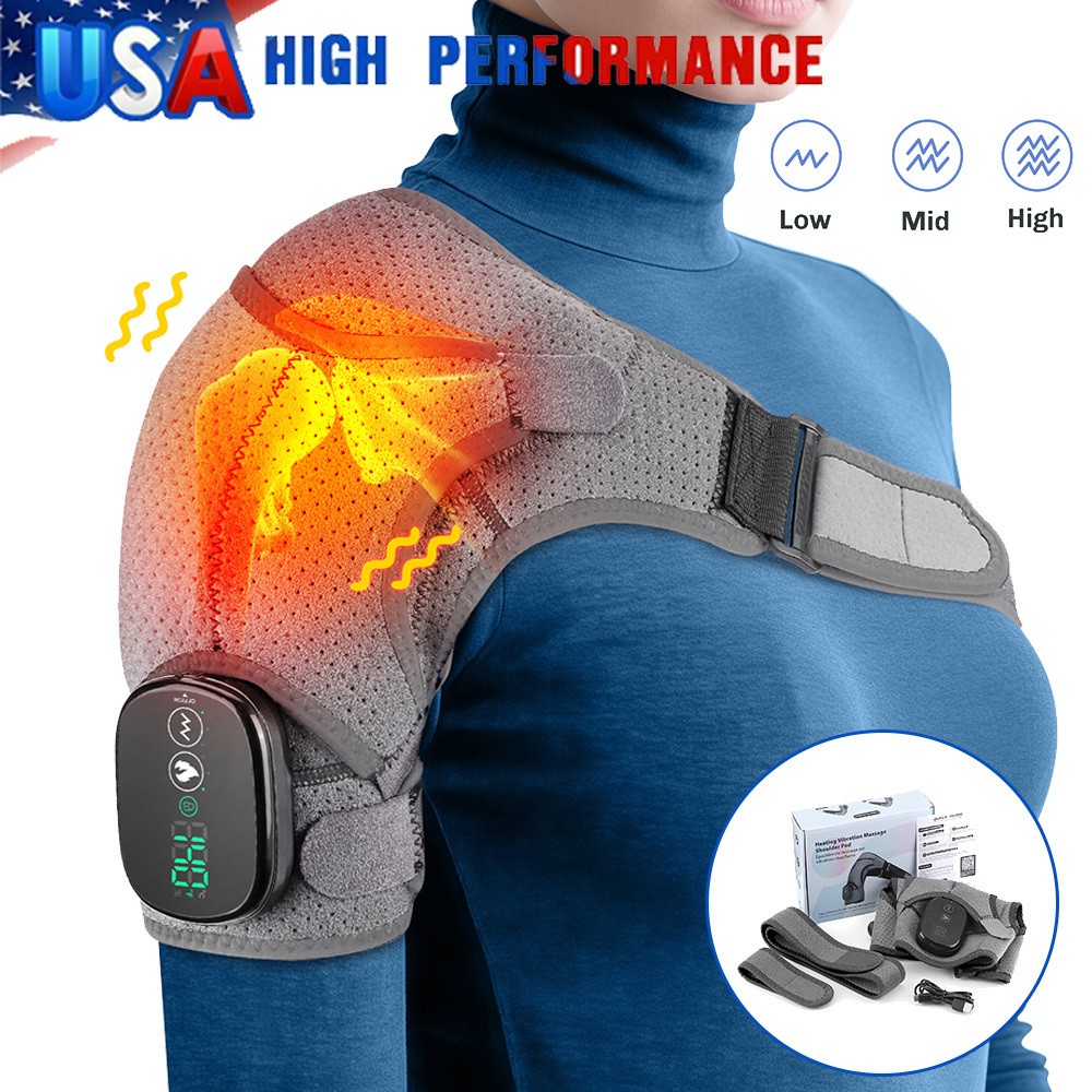 Electric Shoulder Massager Heated Vibration Brace Rotator Cuff Joint Pain Relief