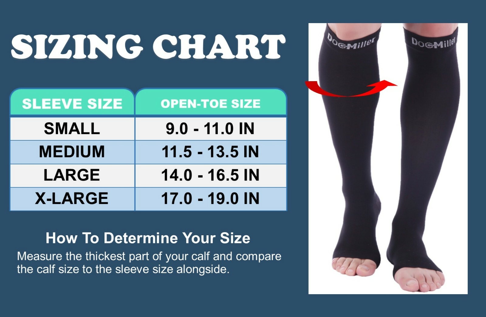 Open Toe Compression Socks Doc Miller 15-20 mmHg Recovery Varicose Veins BLUE