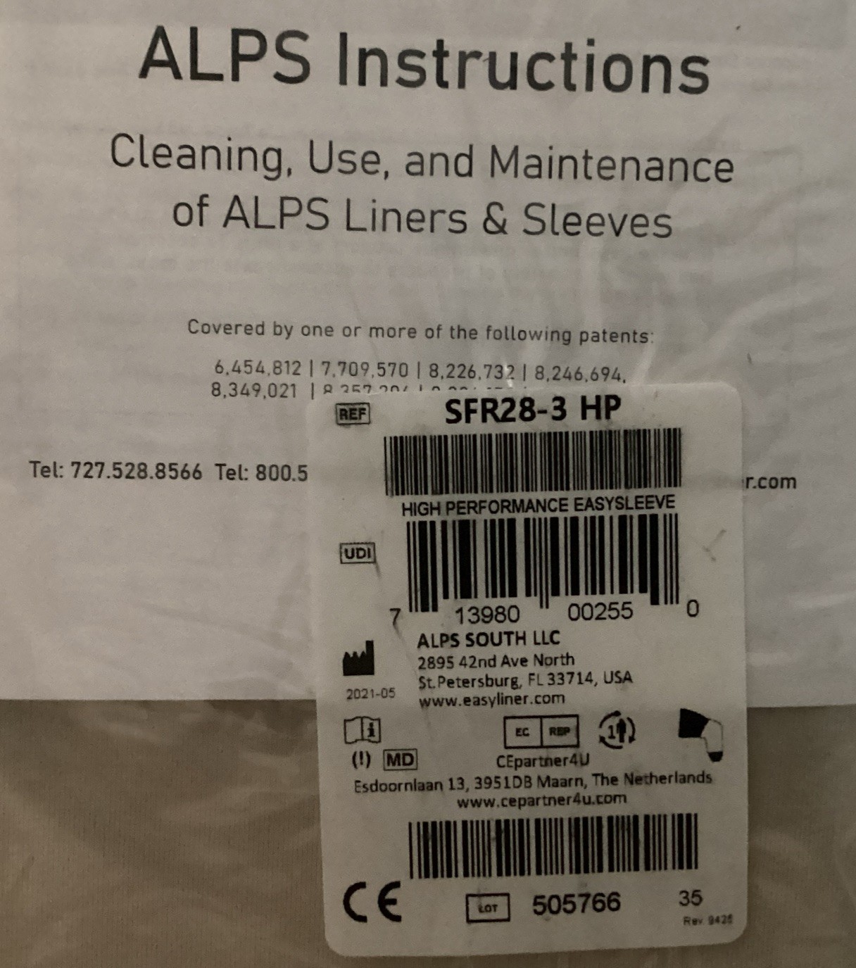 Alps South Prosthetic High Performance Easy Sleeve SFR28-3 HP #505766