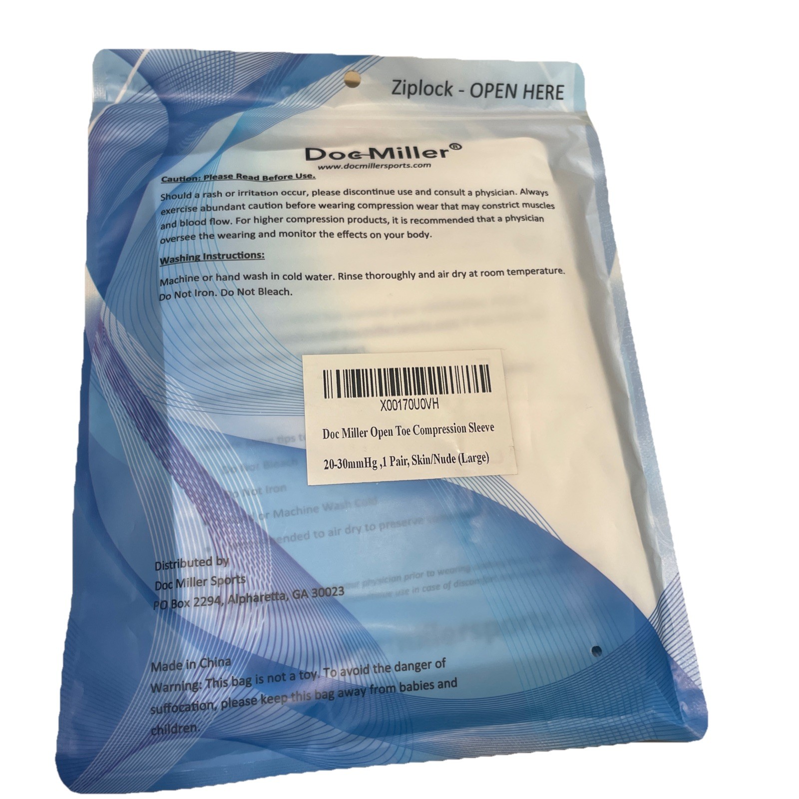 Doc Miller Compression Stockings Open Sleeve 20-30 Hg, 1 Pair,skin/nude ,large