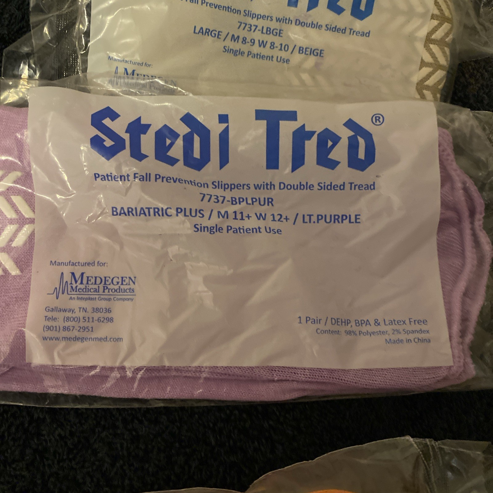 Stedi Tred Socks Fall Prevention Slippers 5 Pairs Latex Free New Various Sizes