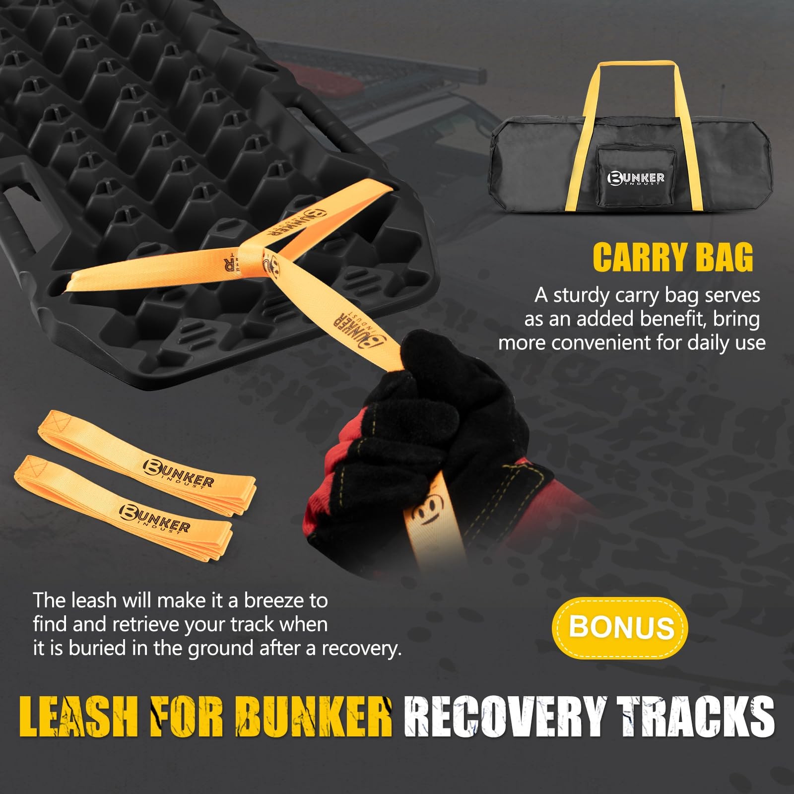 BUNKER INDUST Off-Road Traction Boards with Jack Lift Base,2 Pcs Multifunctio…
