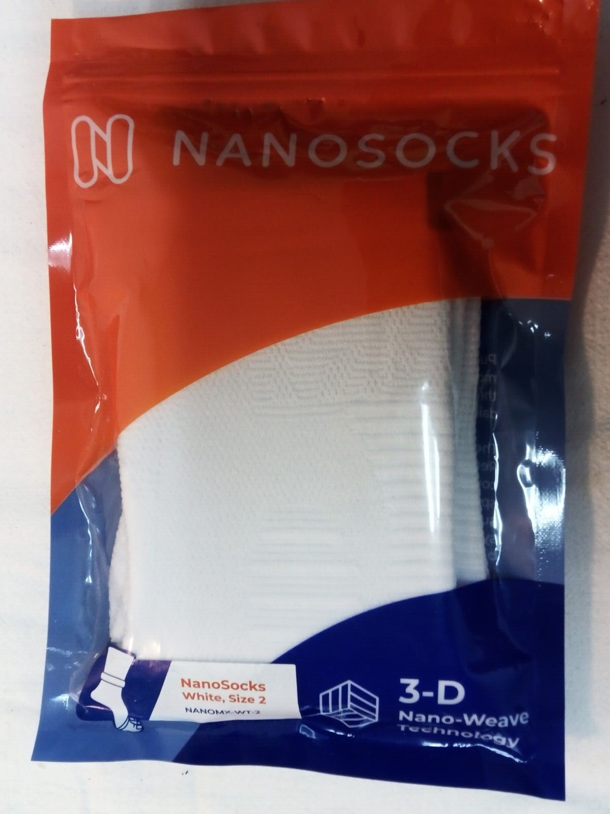 Nanosocks 3D Nano-Weave Technology White Compression Socks Size 2 NANOMX-WT-2