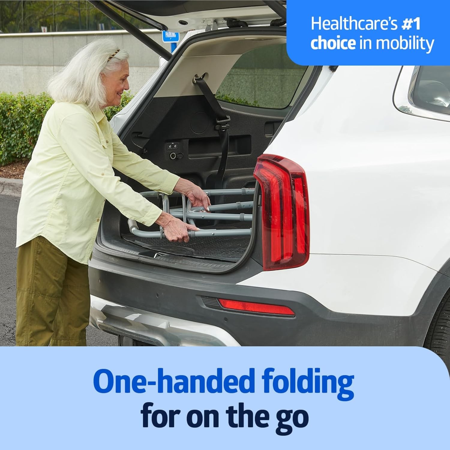 Two-Button Patient Therapy Folding Walker for Patients 46 to 55 in Height