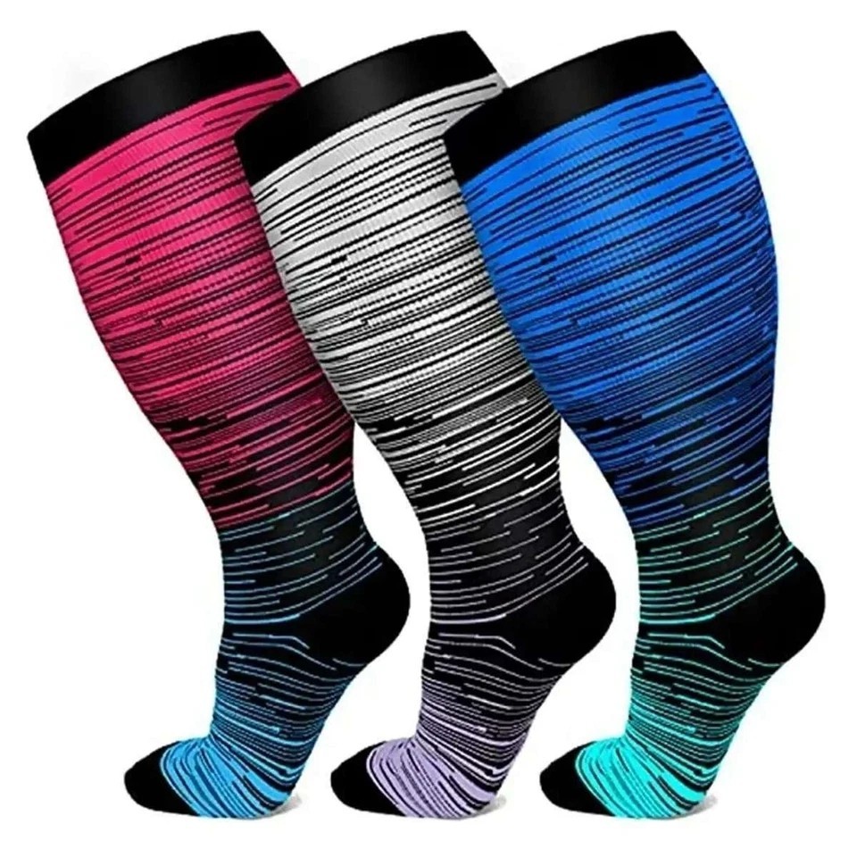 Plus Size Compression Socks 20-30 mmhg Calf Men Women Wide Calf 2XL-4XL-Large