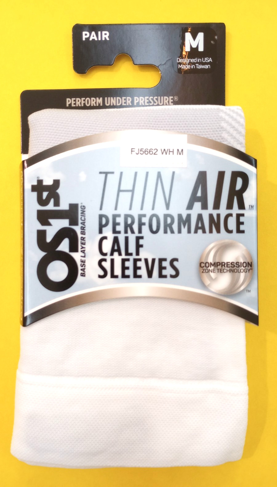 NEW OS1st Thin Air Performance Calf Sleeves (Pair) Medium/White Compression
