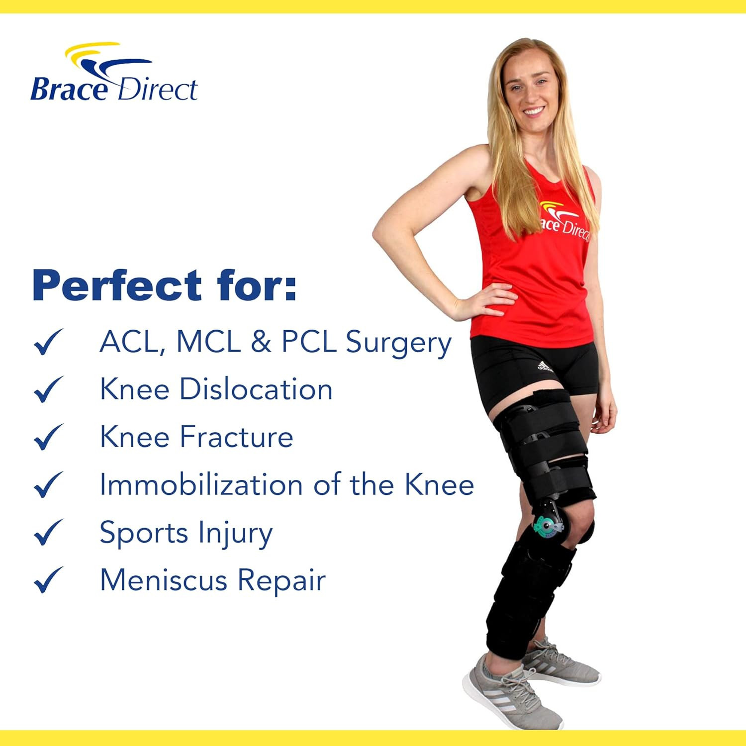 ROM Post-Op Knee Brace- Telescoping T Scope Range of Motion for Ligament Patella