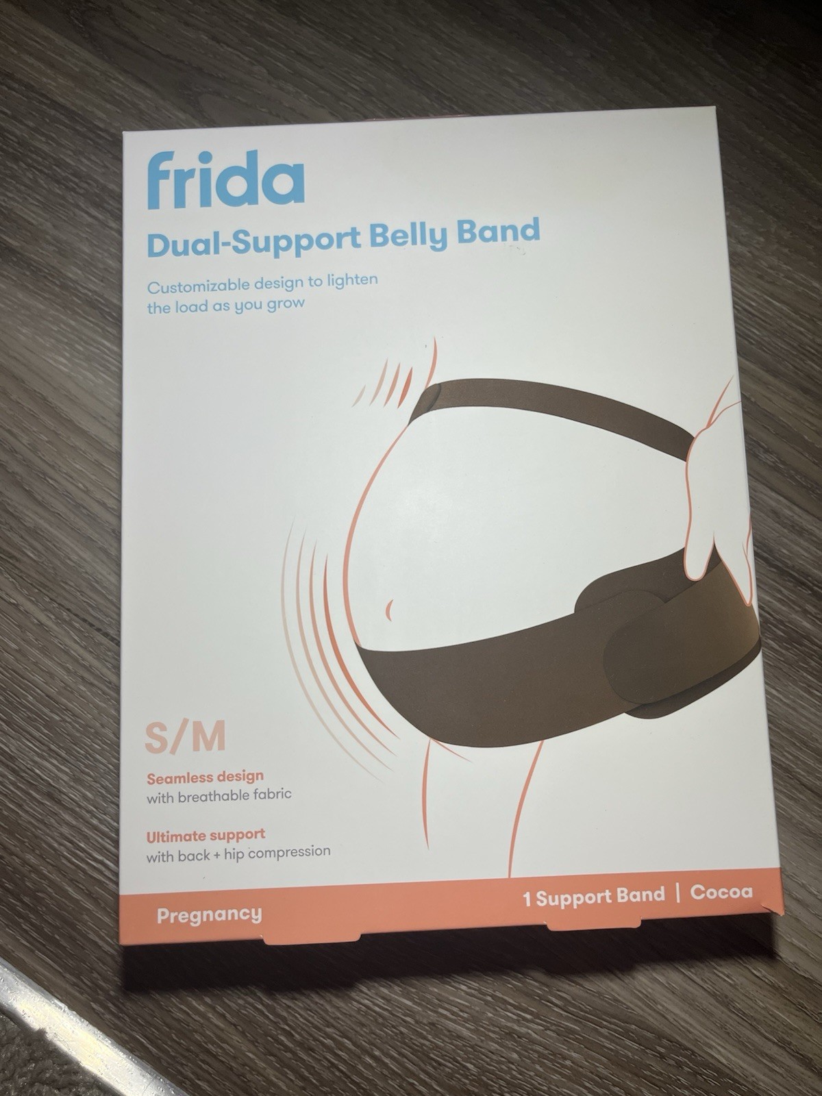 Frida Dual-Support Belly Band Abdominal Support Adjustable S/M Cocoa