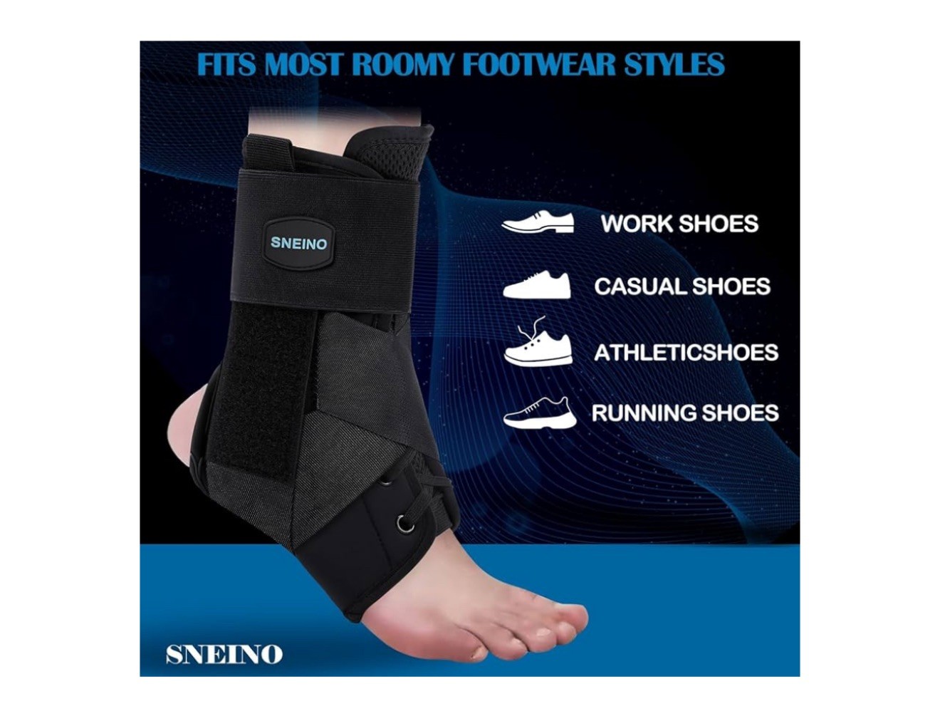 SNEINO Lace up Ankle Brace for Women & Men – Ankle Support Brace for Sprained…