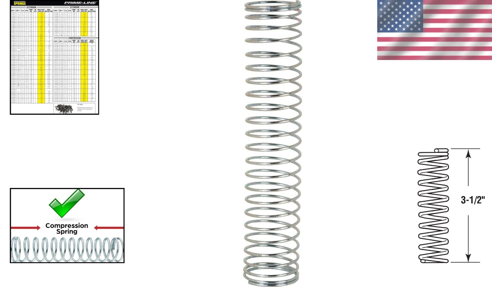 Durable Nickel-Plated Compression Springs 2-Pack | Spring Steel 23/32″ x 3-1/2″