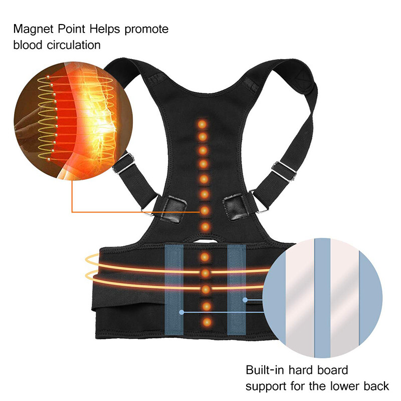 Magnetic Posture Corrector Back Brace Shoulder Straightener Lumbar Support Belt