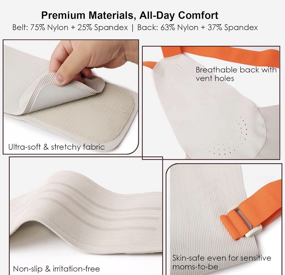 NEW! Belly Bands for Pregnant, Support Brace Straps, Maternity Belt (Gray,M)