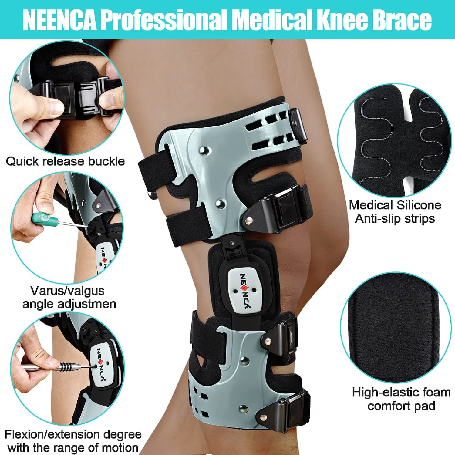 Right or Left Adjustable Knee Support with Stabilization