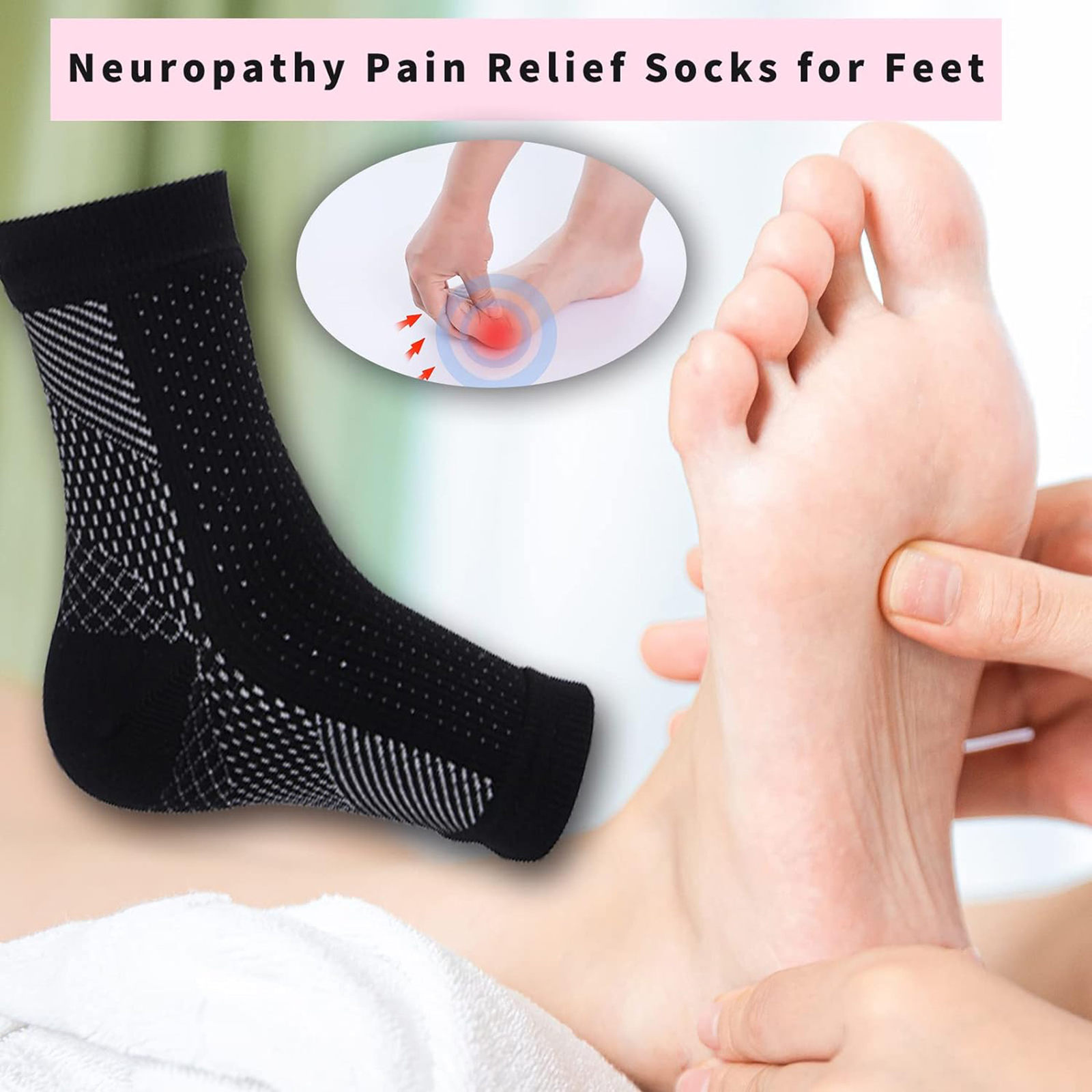 2/4 Pairs Neuropathy Socks For Womens Mens Soothe Relief Compression Socks