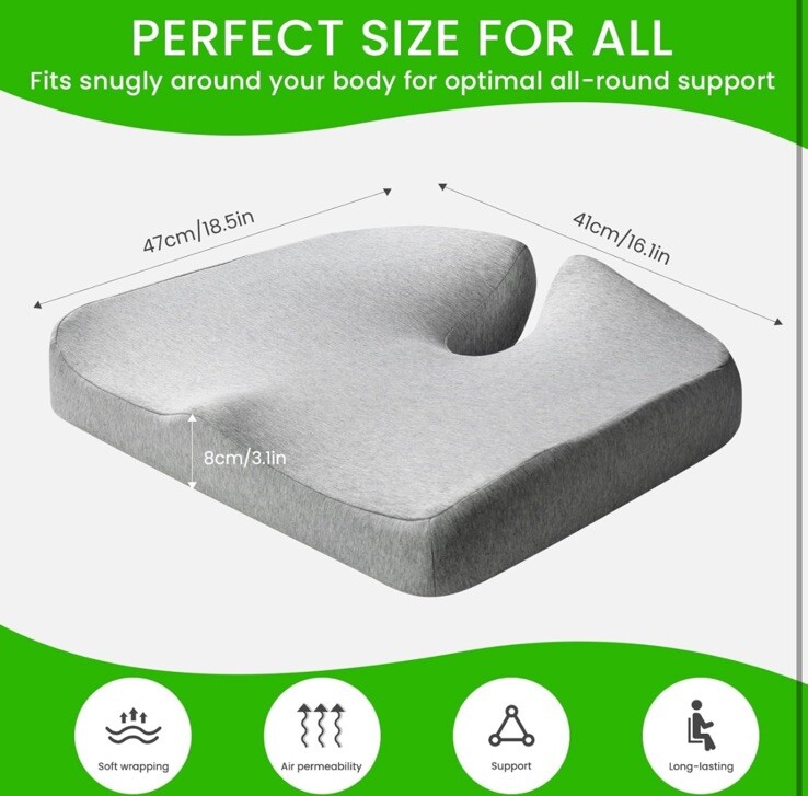 Extra Large Memory Seat Cushion, Multifunctional for Office or Driving Use