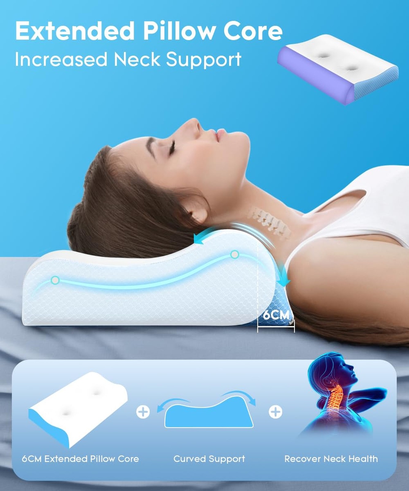 Cervical Pillow for Neck Pain Relief – Contour Pillow Memory Foam Pillows for…