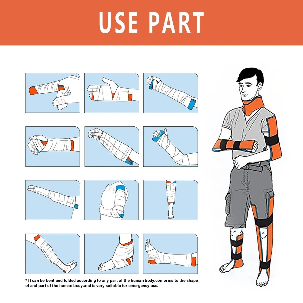 Orange Roll Splint – EMS EMT Lightweight Flexible Mold Splint 11×46 Roll- Orange