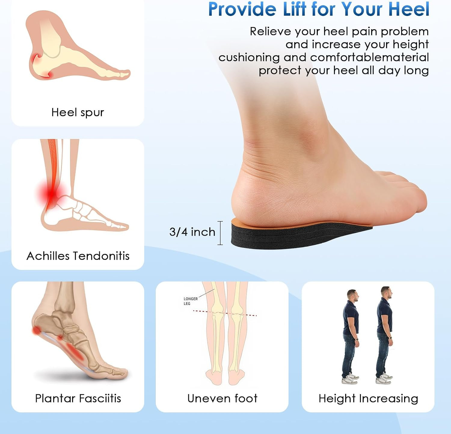 Adjustable Orthopedic Heel Lift for Leg Length Discrepancies and Heel Pain,Sport
