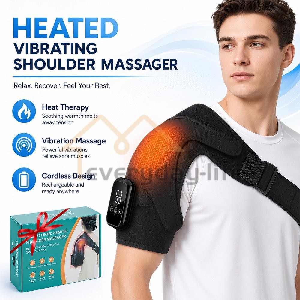Electric Heated Shoulder Massager With Vibration Massage Brace Joint Pain Relief
