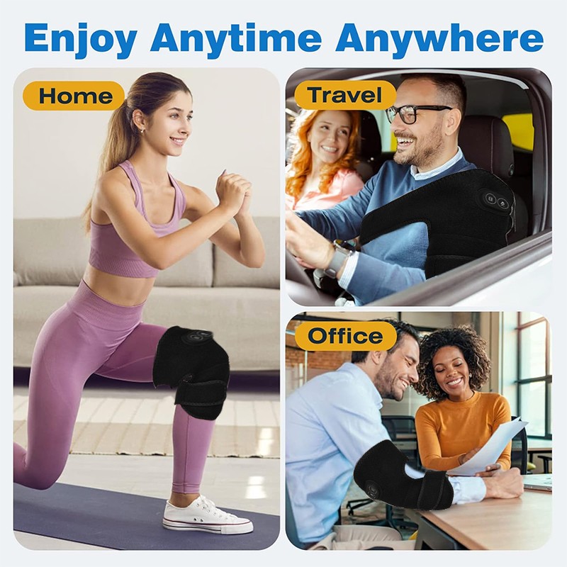 Electric Heated Vibration Knee Joint Brace Therapy Shoulder Massager Pain Relief