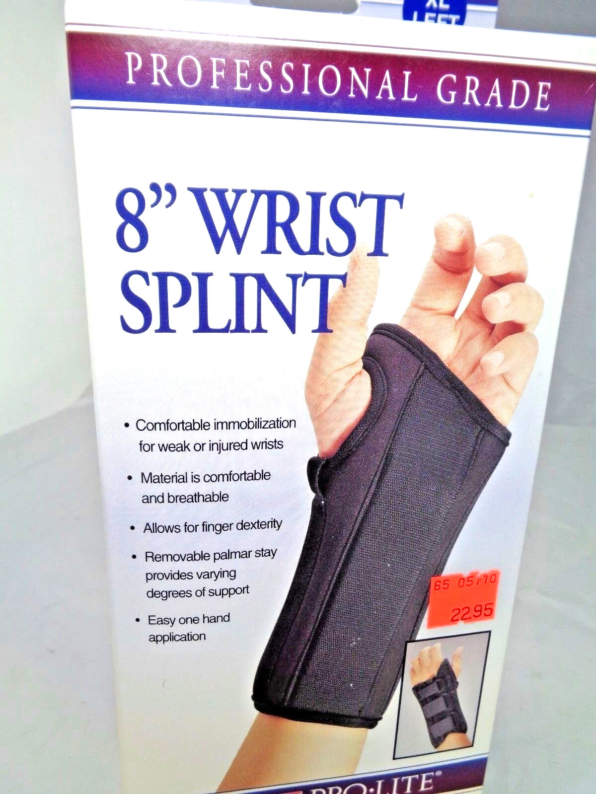 F-L-A PRO LITE 8″ LEFT WRIST SPLINT Size XL; Professional Grade