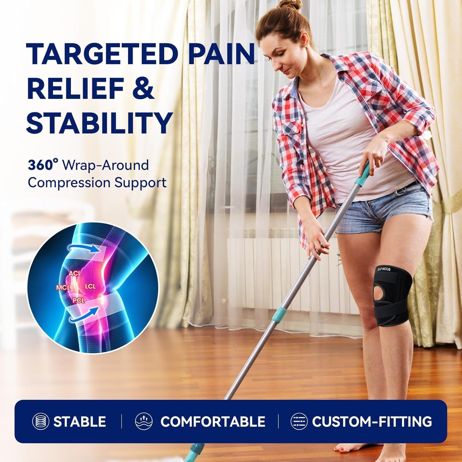 Knee Brace for Knee Pain & Arthritis,Meniscus Tear,Black,Large | Adjustable K…