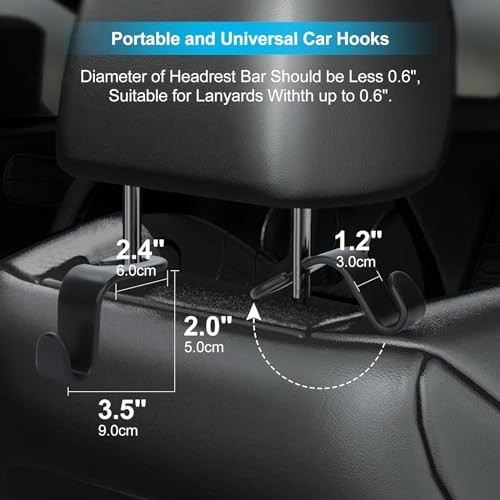 Car Headrest Hooks for Purses and Bags Set of 4 Automotive Seat Back
