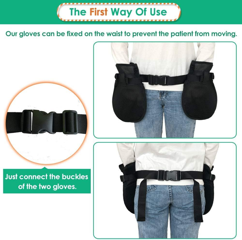 Bed Restraints Dementia Gloves Safety Hand Control Mitts Medical Bondage Locking