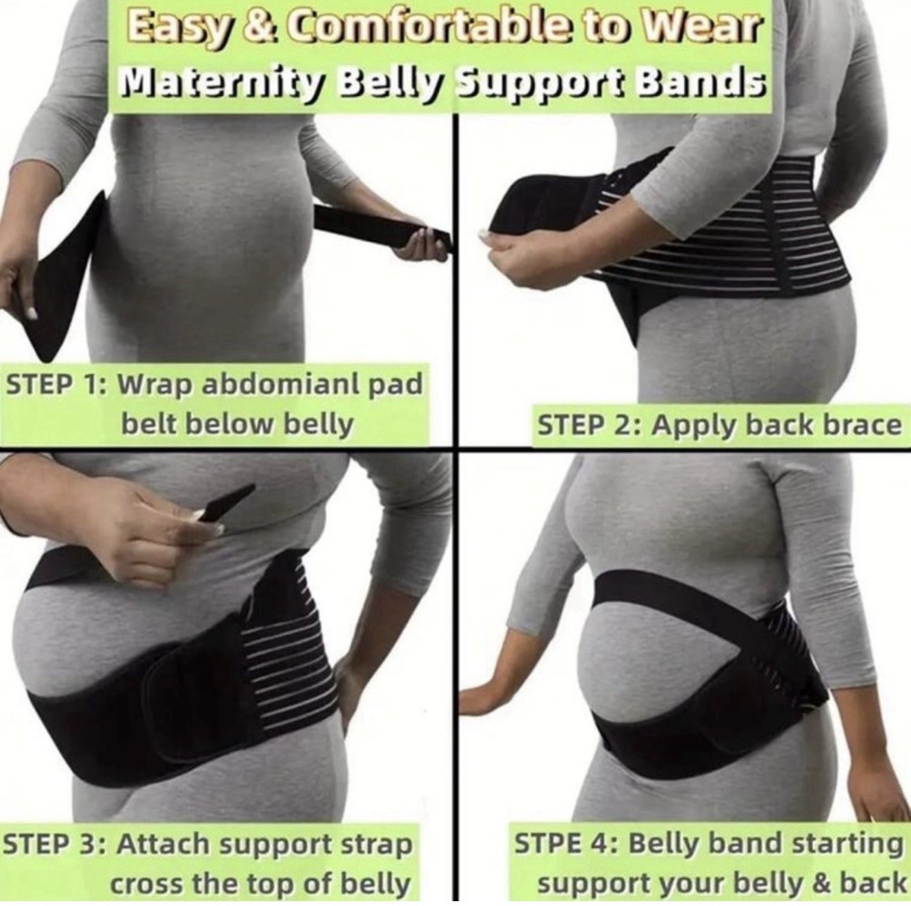 Adjustable Maternity Support Belt Black for Abdomen & Back Stabilization Comfort