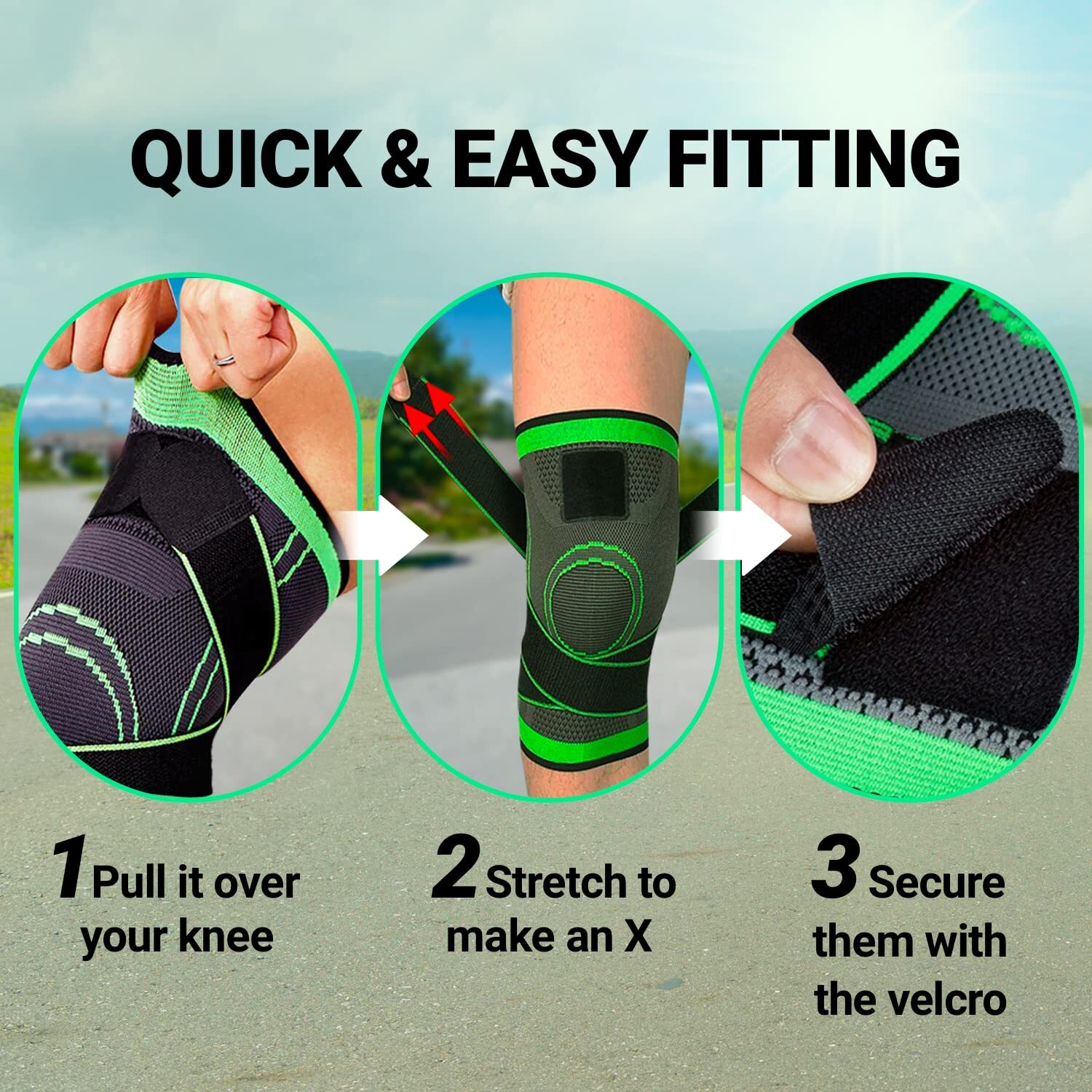 Knee Sleeves Compression Tendon Brace Support Sport Joint Injury Pain Arthritis