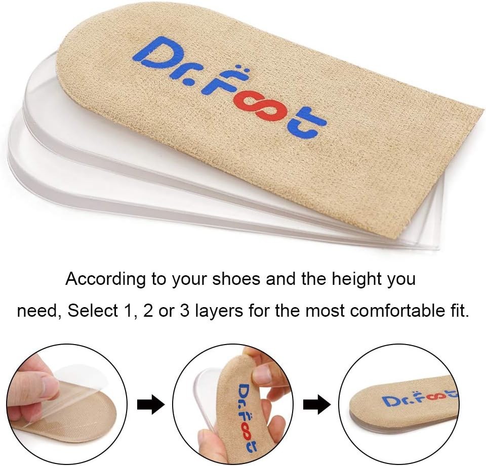 Washable Adjustable Heel Lift Inserts for Leg Length Discrepancies & Heel Pain