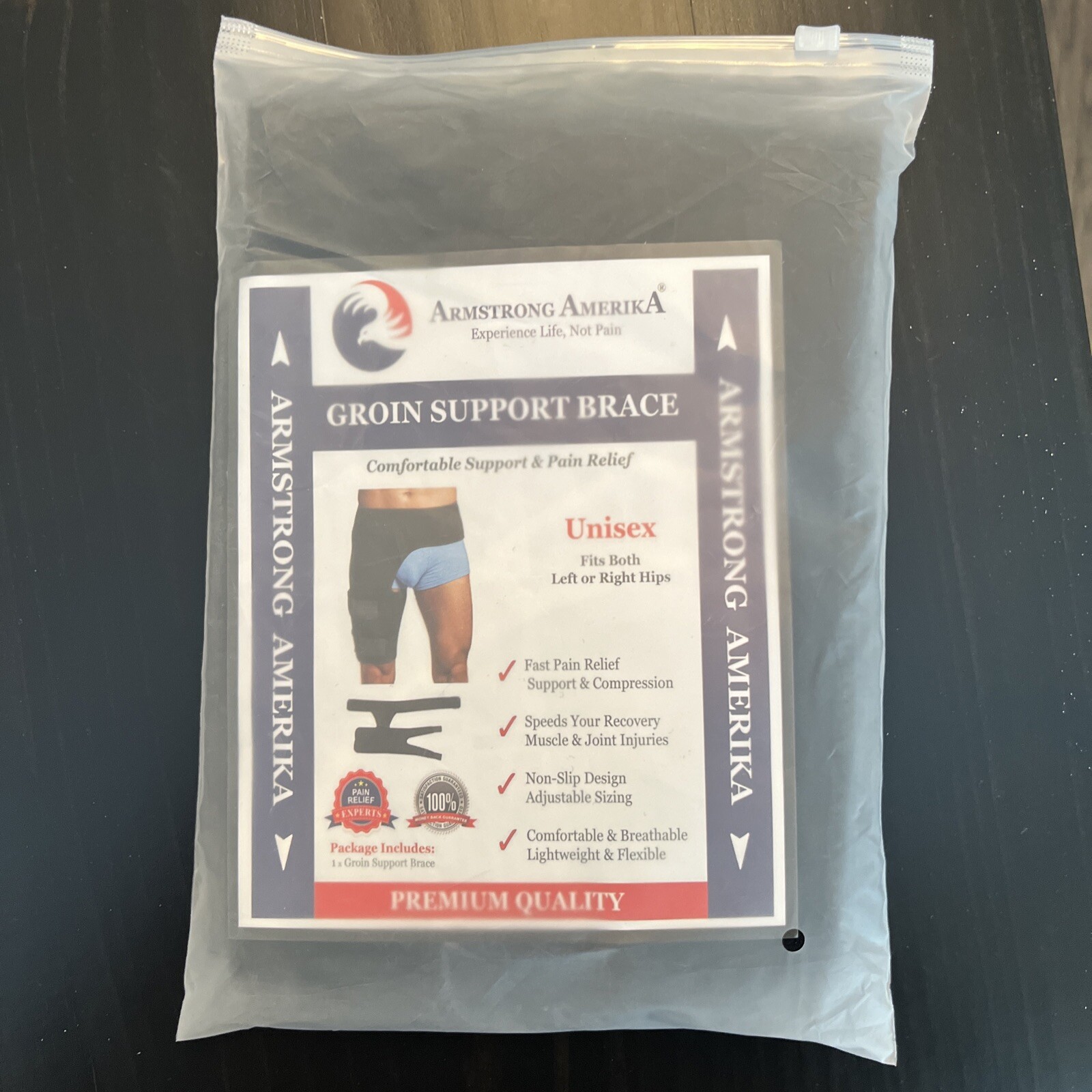 Armstrong Amerika Hip/Groin support Black Right SMALL/Medium Unisex