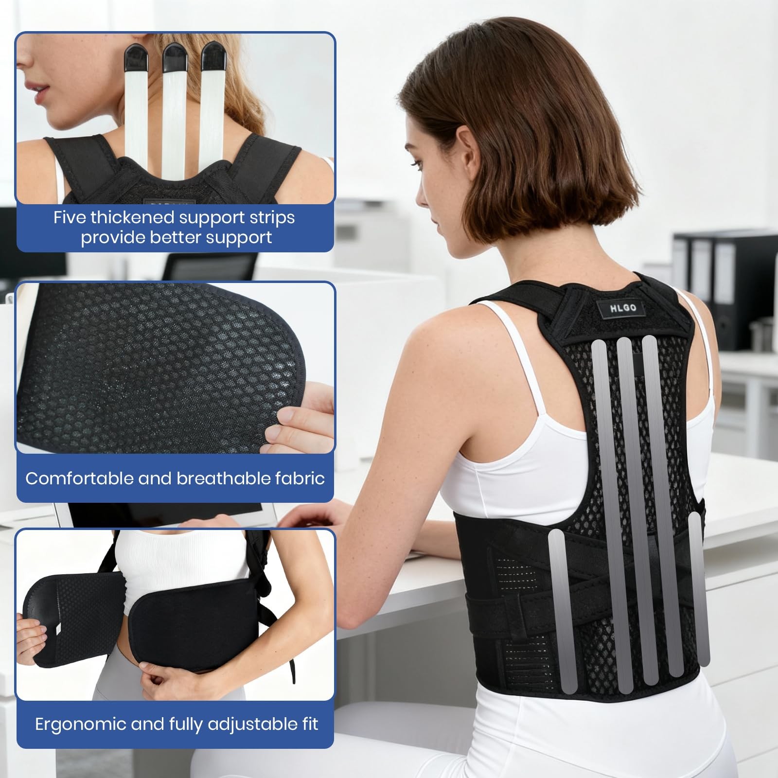 Posture Corrector for and Men Back Brace Adjustable Straightener for Upper Lo…
