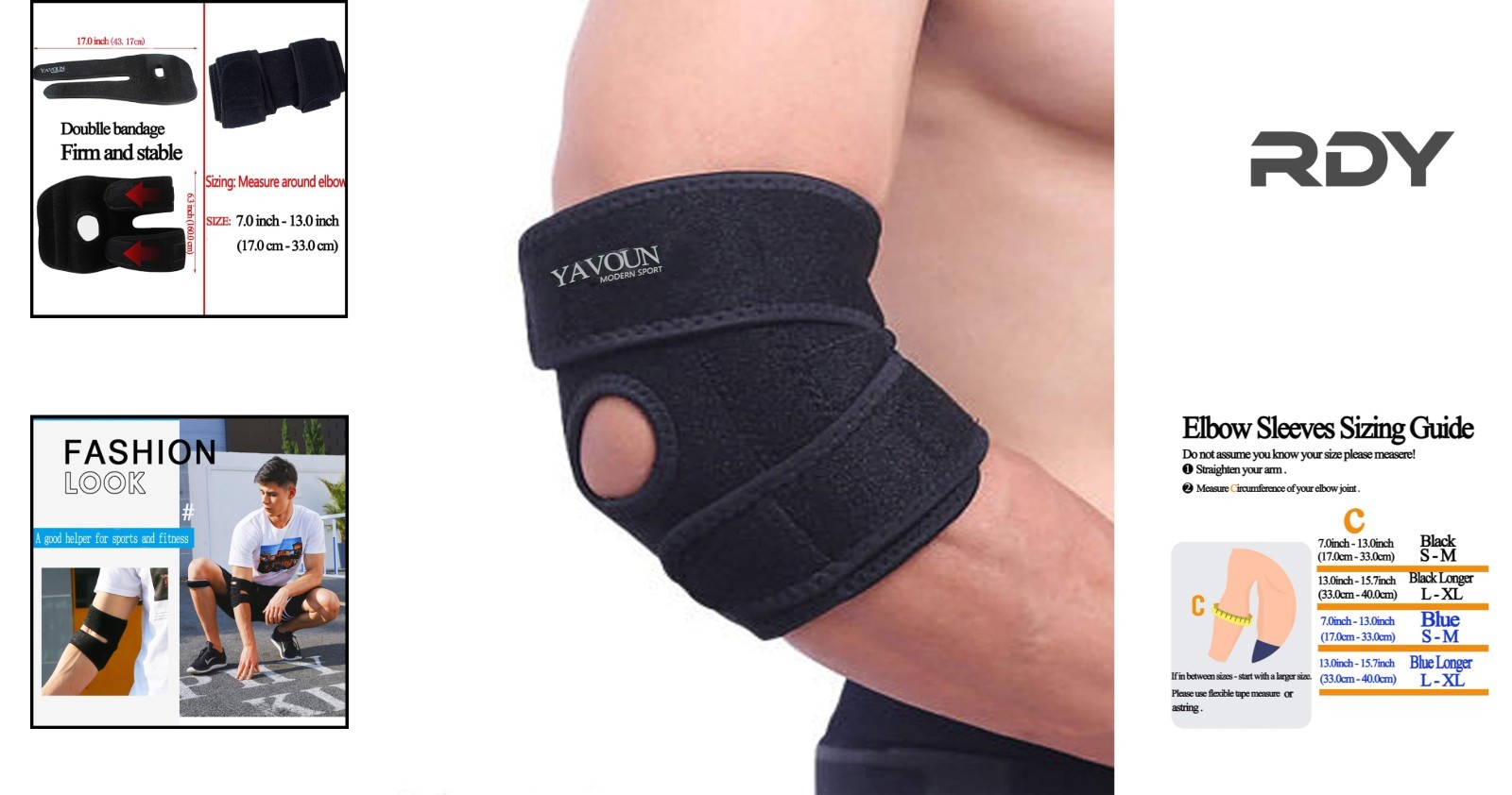 Lightweight Adjustable Elbow Support for Arthritis, Tennis & Weight Lifting