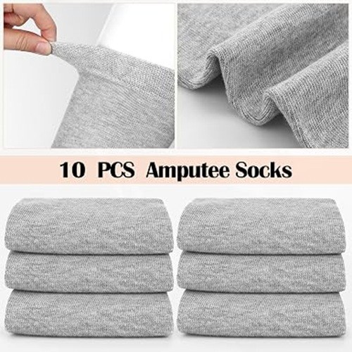 Prosthetic Socks for Men – 10 pcs Gray Cotton Socks for Amputee Comfort Healt…