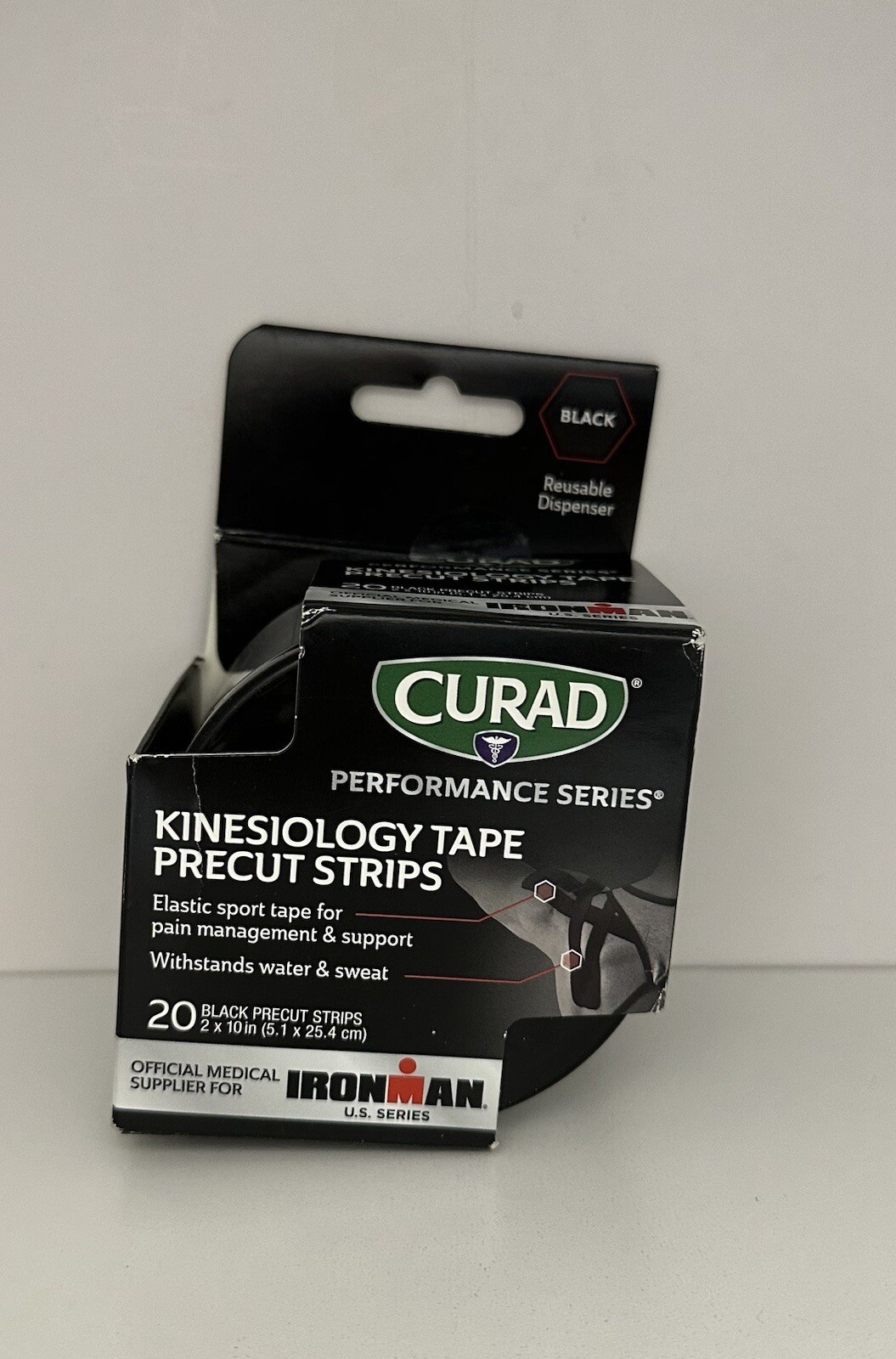 Curad Black Kinesiology tape precut 20 Strips Performance Series