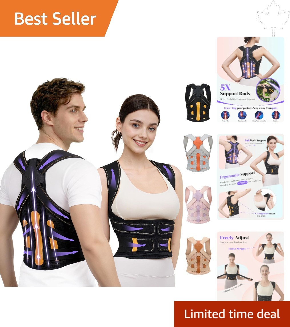 Ultimate Adjustable Posture Corrector – 5 Rod Back Support for Comfort & Health