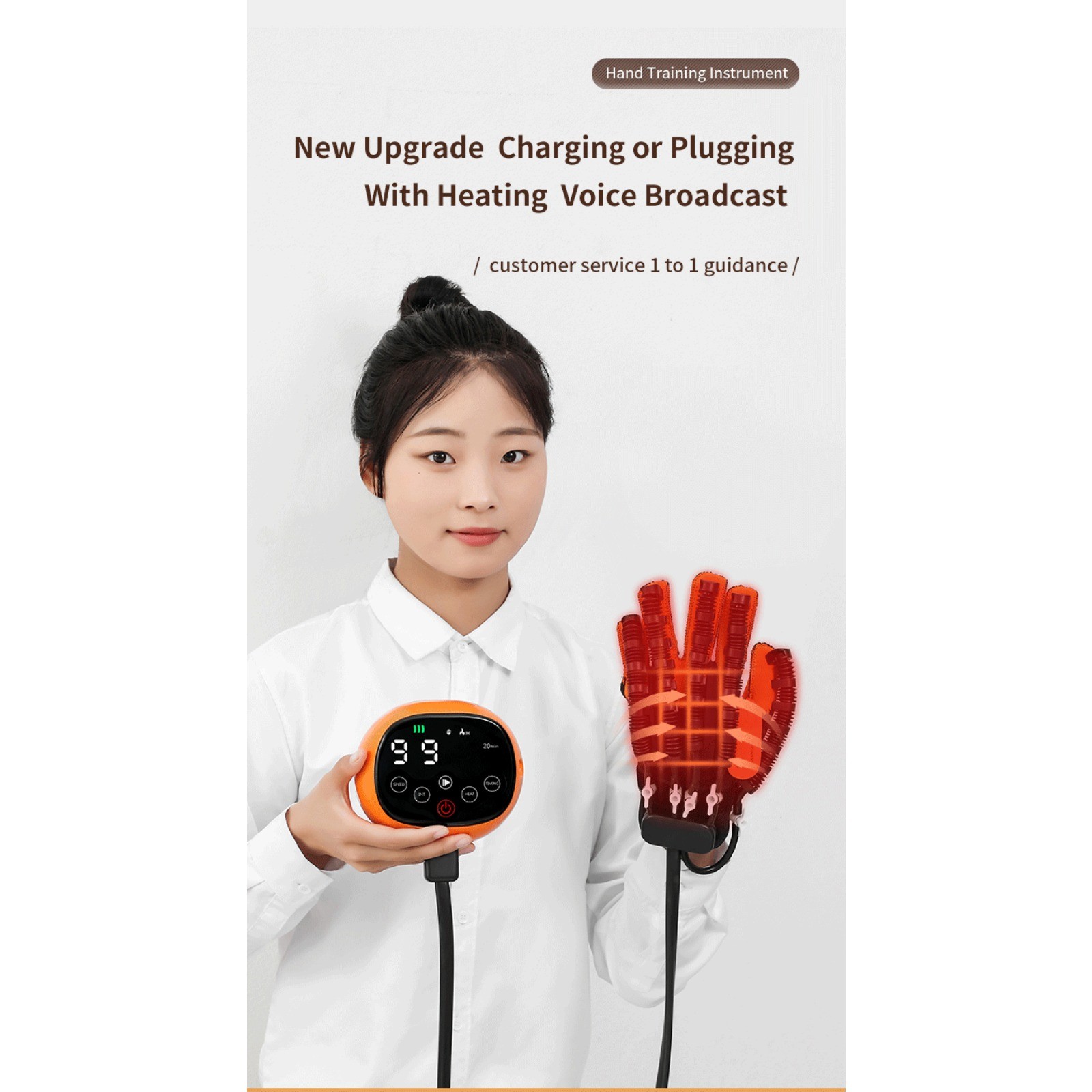 Robotic Hand Training Glove Heated Rechargeable Voice Control Individual Finger
