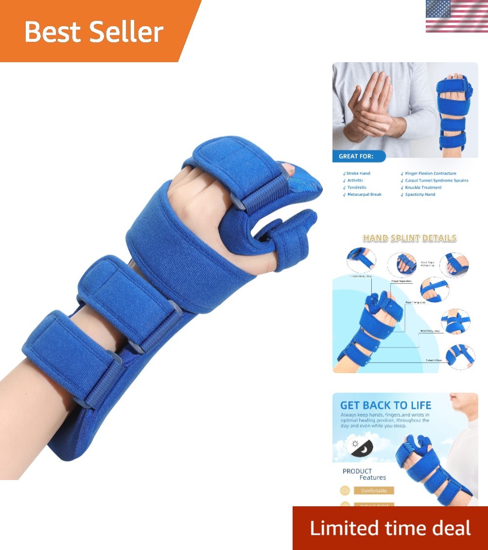 Adjustable Resting Hand Splint for Stroke Recovery & Carpal Tunnel – Medium Left