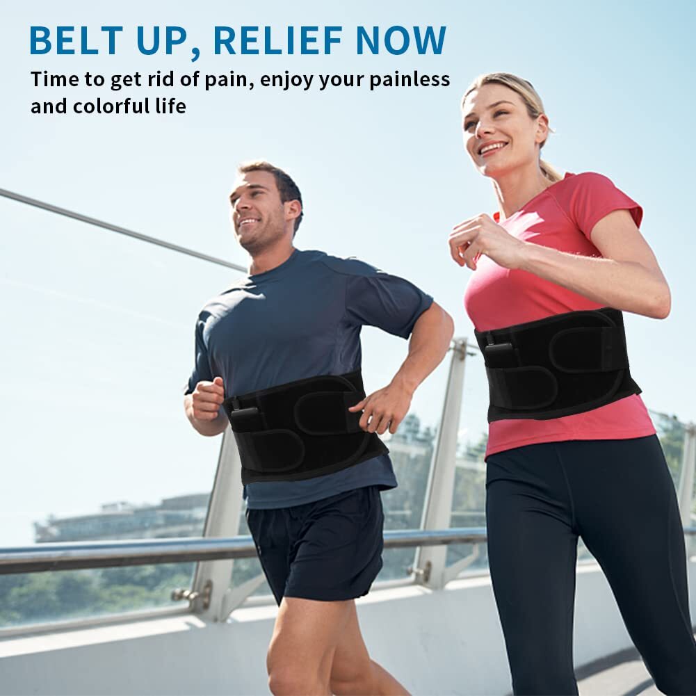 Heated Lower Back Brace for Back Pain, Back Support Belt with Heat & Metal Stays