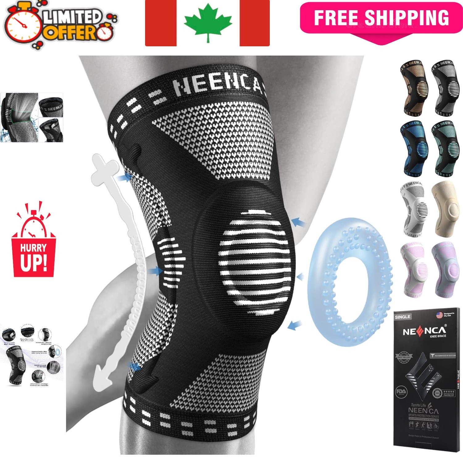 Elite Knee Brace with Gel Pad & Stabilizers for Pain Relief – FSA/HSA Eligible