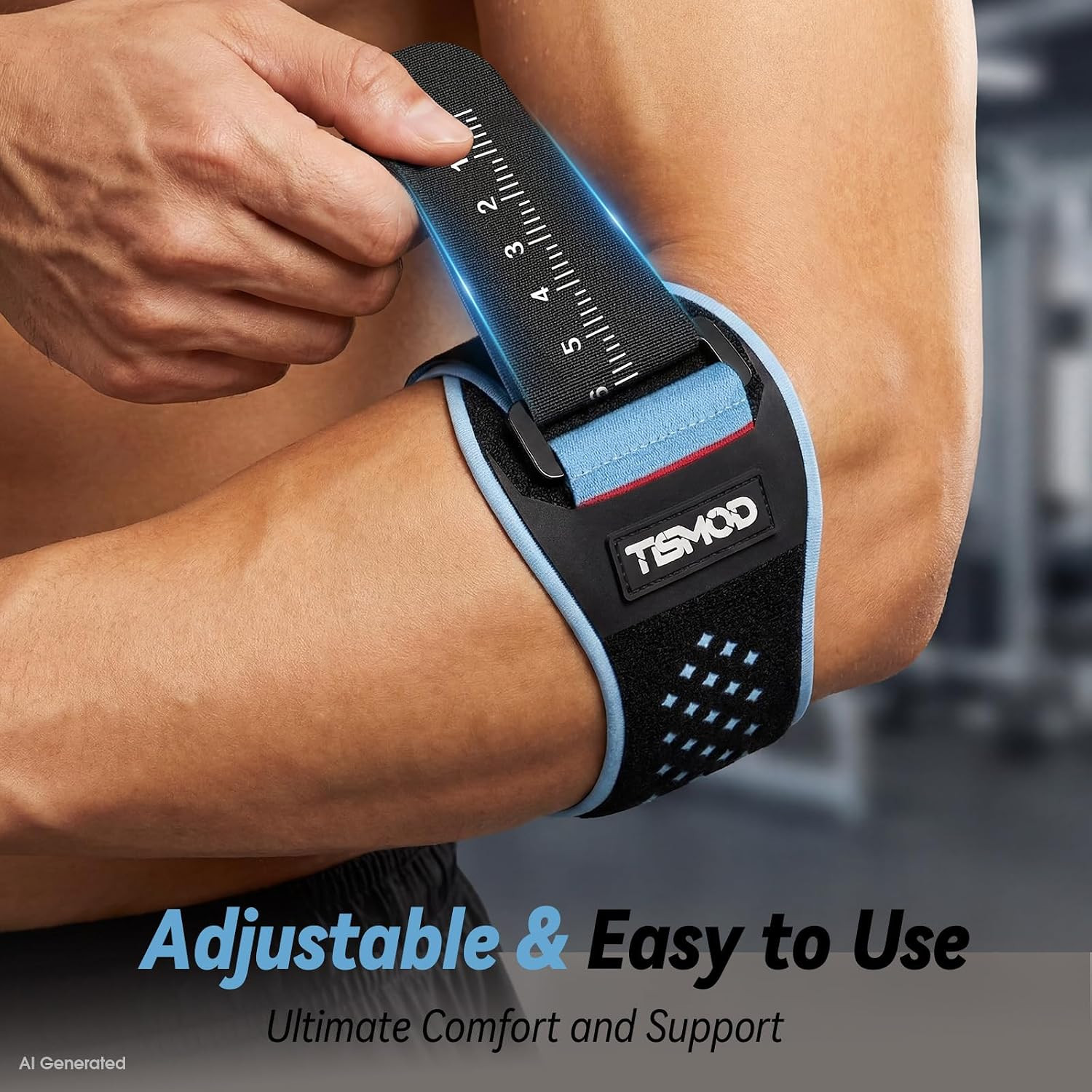 Dual Gel Pads Tennis Elbow Brace Strap for Men and Women Blue L/XL | Breathable