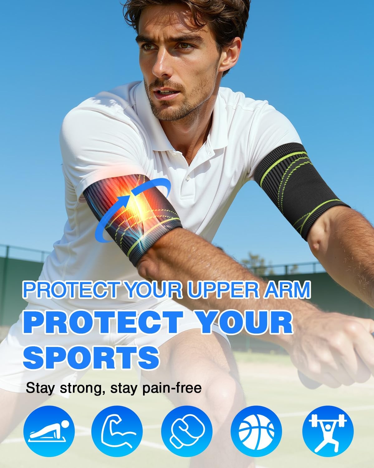 Bicep Tendonitis Brace Compression Sleeve Support for Pain Relief 1 Pair