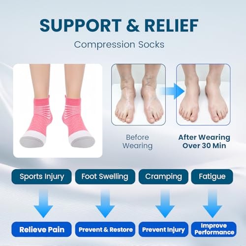 Compression Ankle Support Socks Women – Large Black+white+grey(3 Packs)