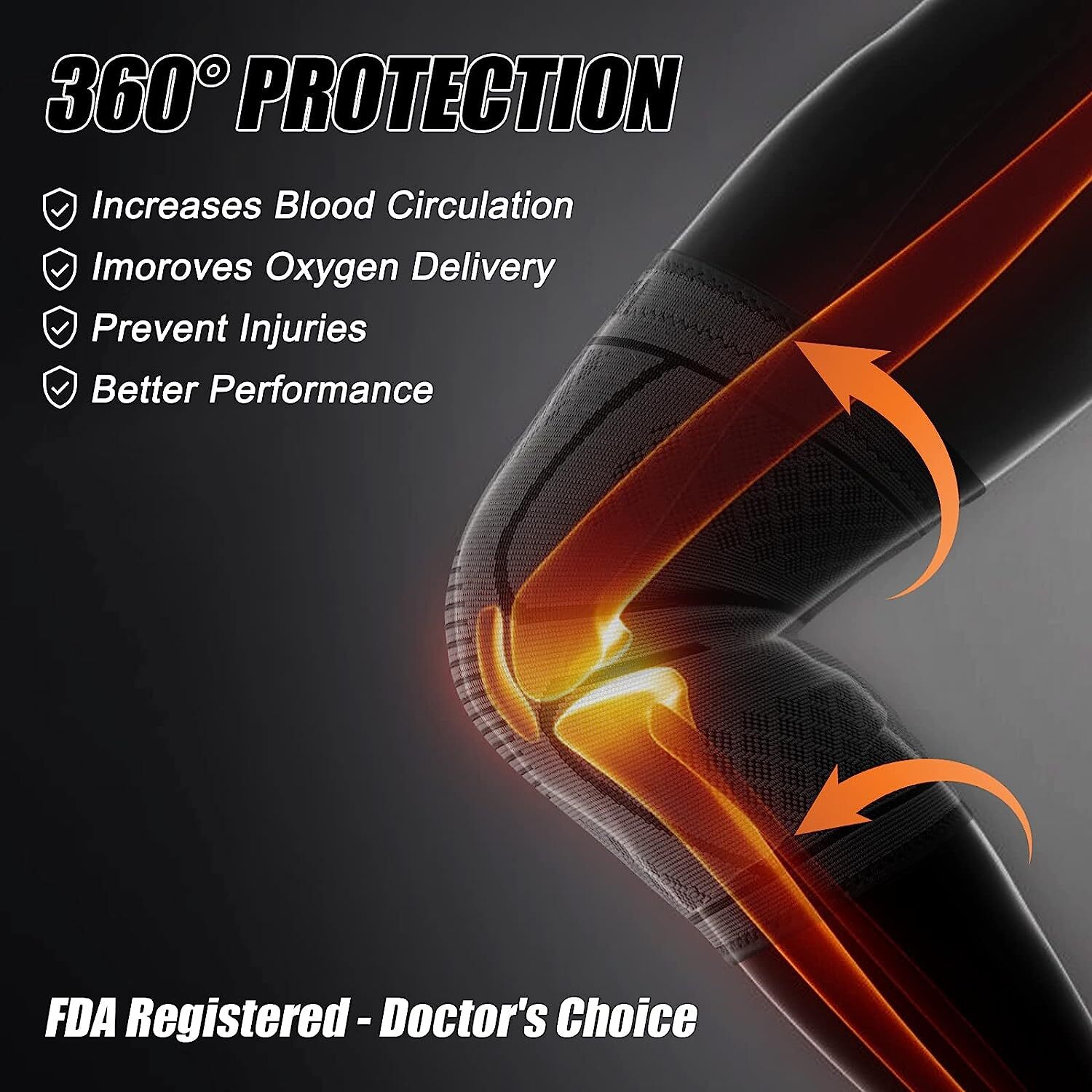 1/2pcs Knee Sleeve Compression Brace Support Sport Joint Pain Arthritis Relief