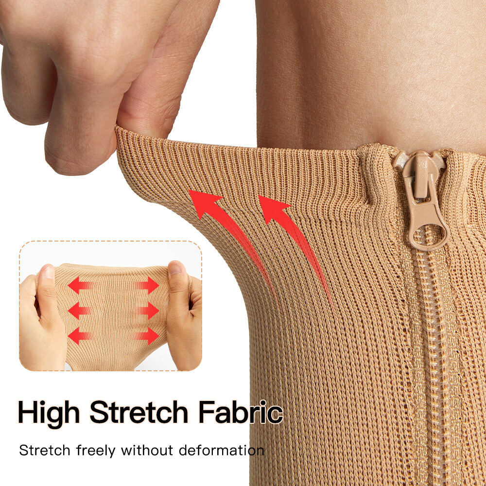 Unisex Copper Compression Varicose Vein Socks Zip Sports Pressure Leg Support US