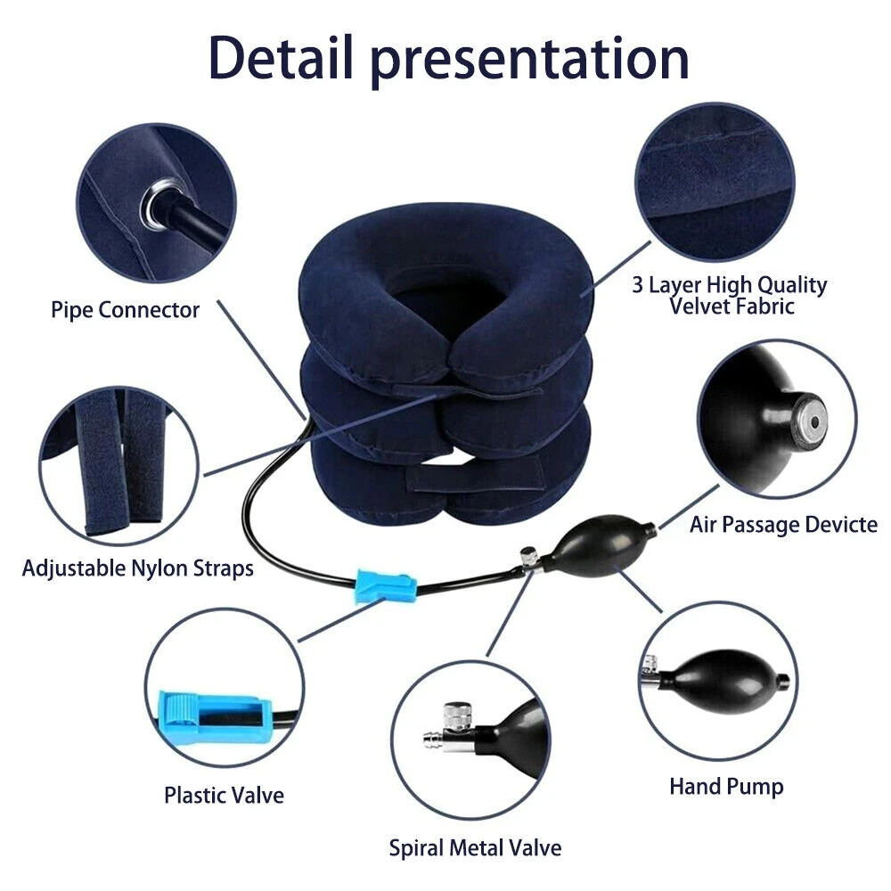 Cervical Neck Traction Device Collar Brace Support Pain Relief Inflatable Adjust