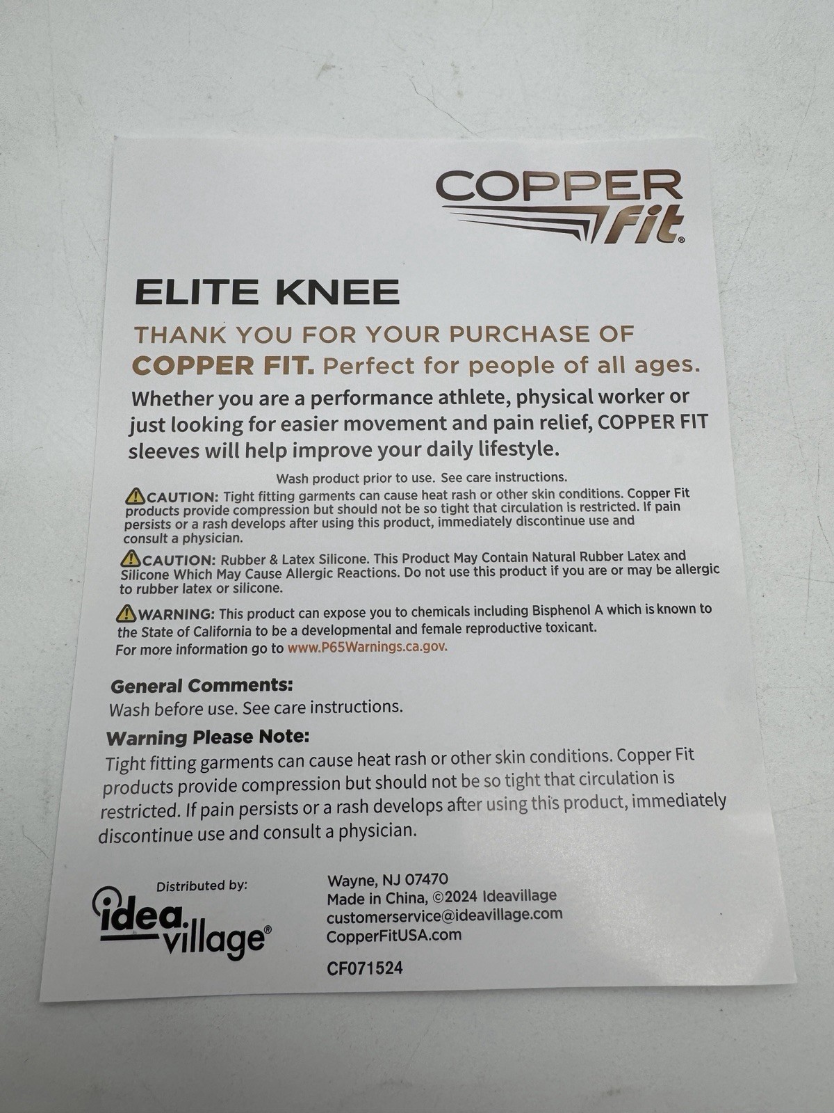 1 Pair Copper Fit Elite Air Compression Knee Sleeve Black S/M Copper Infused