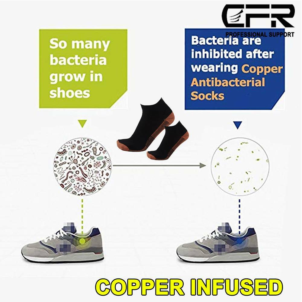 Magnetic Copper Compression Gym Relief Ankle Support Brace Foot Sleeve Socks CFR