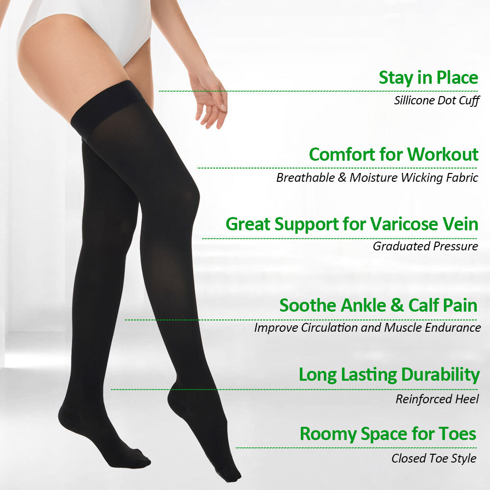 Compression Socks Over The Calf Stockings 20-30 mmgh Graduated Fatigue Relief